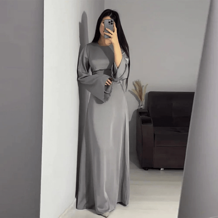 Drune | Lange Satin Damenkleid Elegantes Design & Bequem