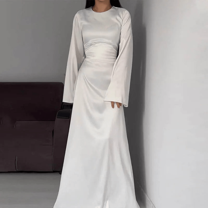 Drune | Lange Satin Damenkleid Elegantes Design & Bequem