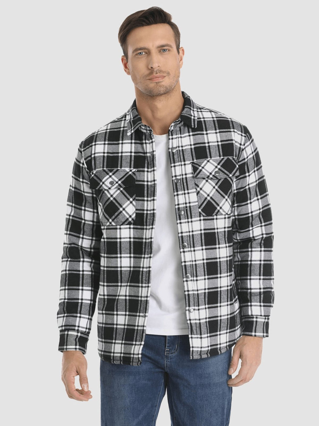 Drune | Lässige Langärmelig Gestreift Jacke mit Knöpfen