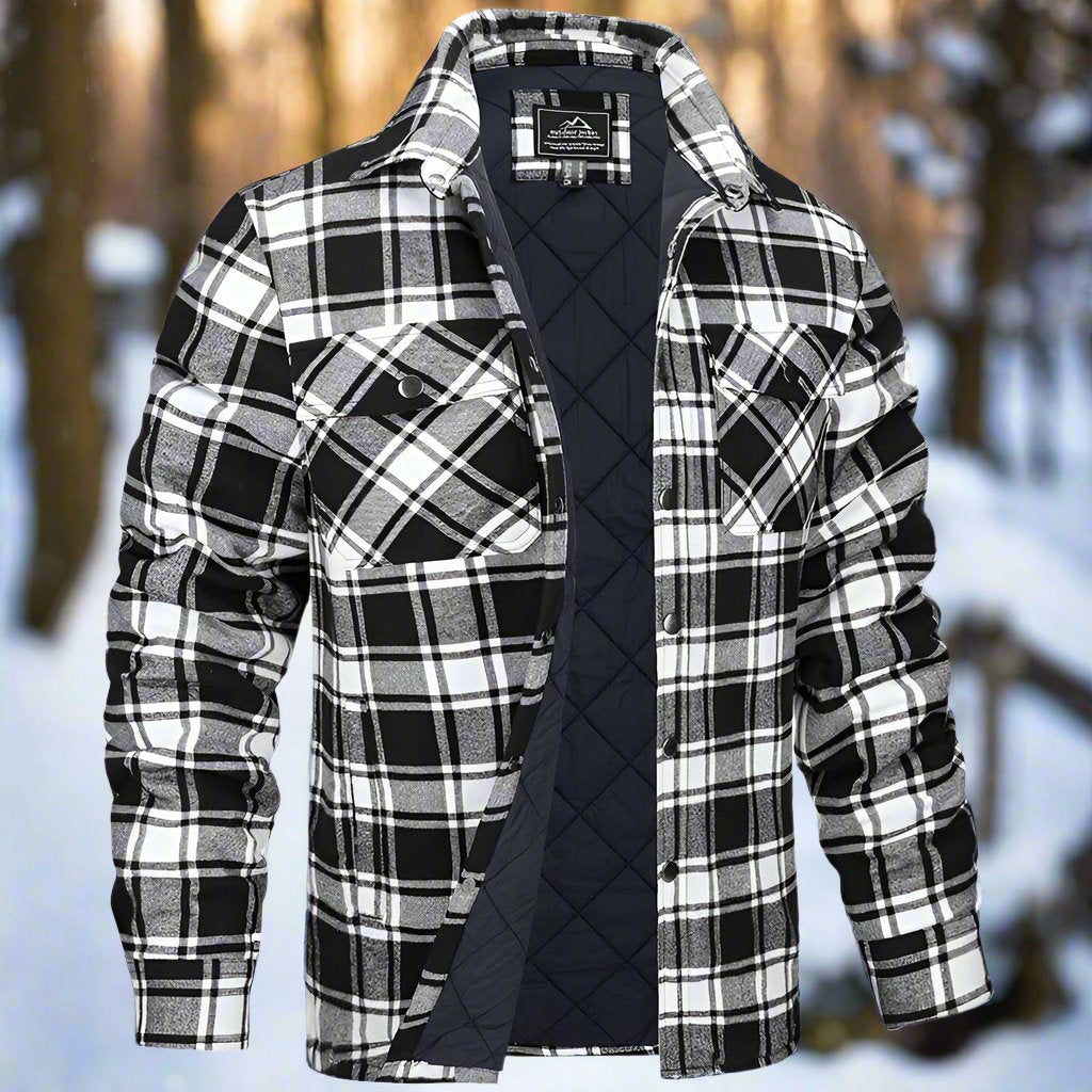 Drune | Shirtjacke Steppflanell Karomuster Druckknöpfe Brusttaschen