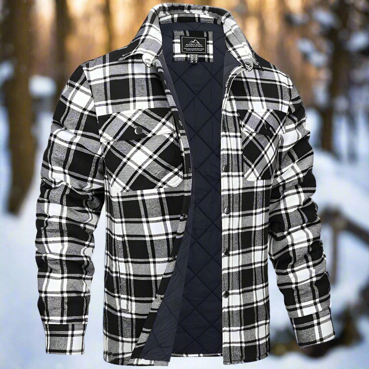 Drune | Shirtjacke Steppflanell Karomuster Druckknöpfe Brusttaschen