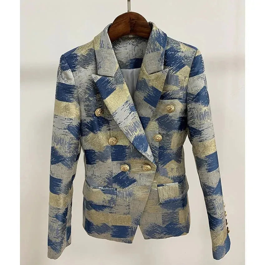 Drune | Jacquard Blazer Damen - Lässig - Bedruckt