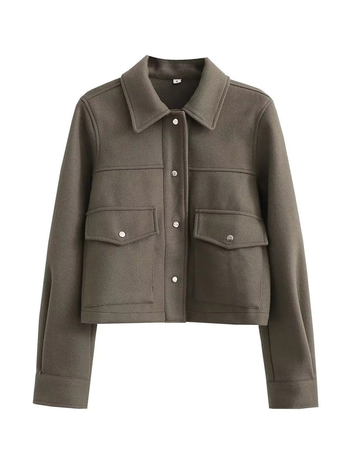 Drune | Kurze Wolljacke mit Knöpfen Weich und Stilvoll Lässiger Look