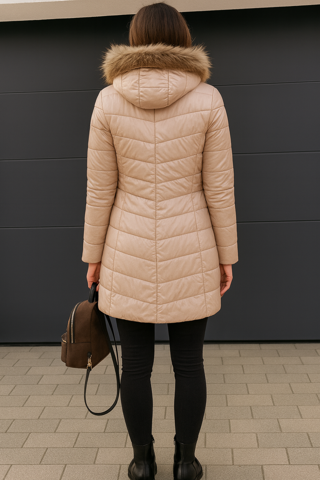 Drune | Damen Warme Daunenjacke mit Pelzkragen für Frauen
