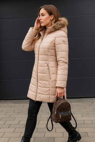 Drune | Damen Warme Daunenjacke mit Pelzkragen für Frauen