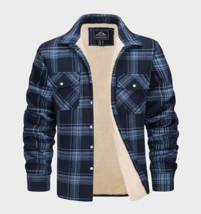 Drune | Herren Warm Karierte Hemdjacke Mit Langen Ärmeln
