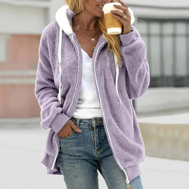 Übergroße Teddy-Cardigan mit Reißverschluss