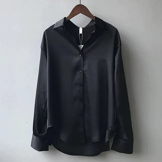 Drune - Lässige locker sitzende Satinbluse