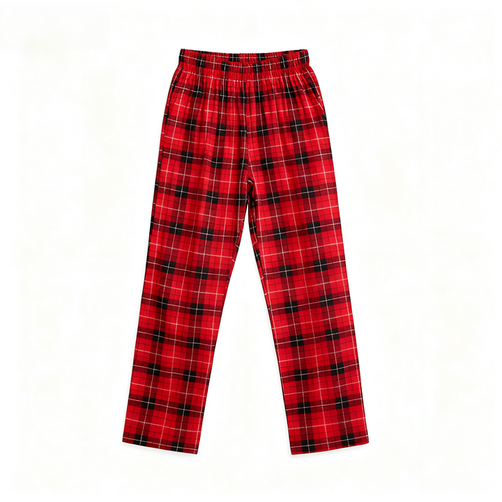 Drune | Weihnachtsfamilien-Matching Rote Karierte Knopf-Oben Langarm Pyjama Sets Mit Hund