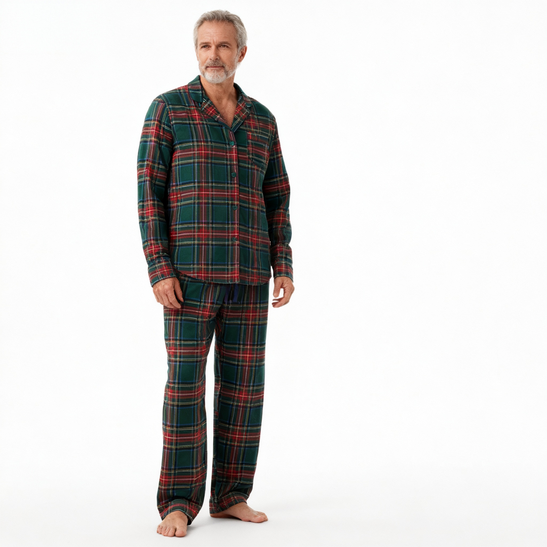 Drune | Familien-Weihnachten Plaid Knopf-Front-Pyjama-Sets
