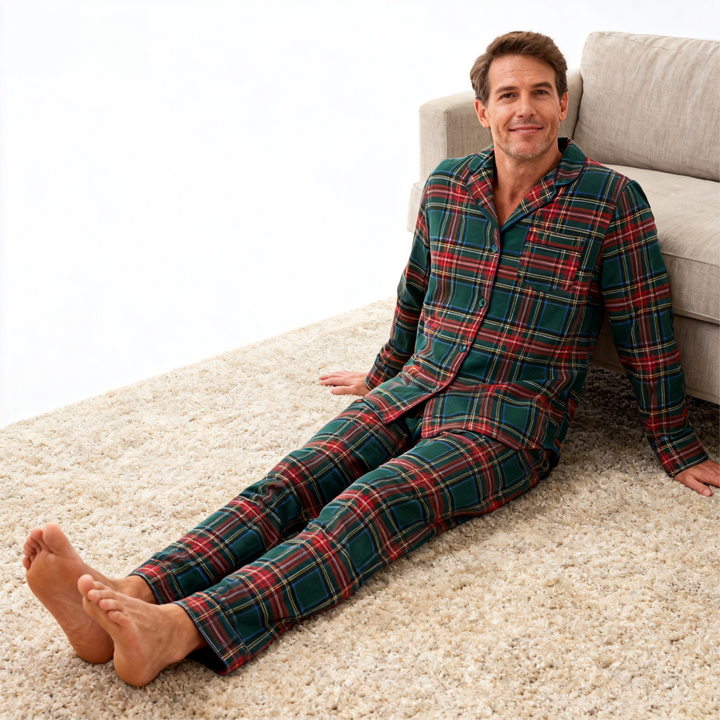 Drune | Familien-Weihnachten Plaid Knopf-Front-Pyjama-Sets