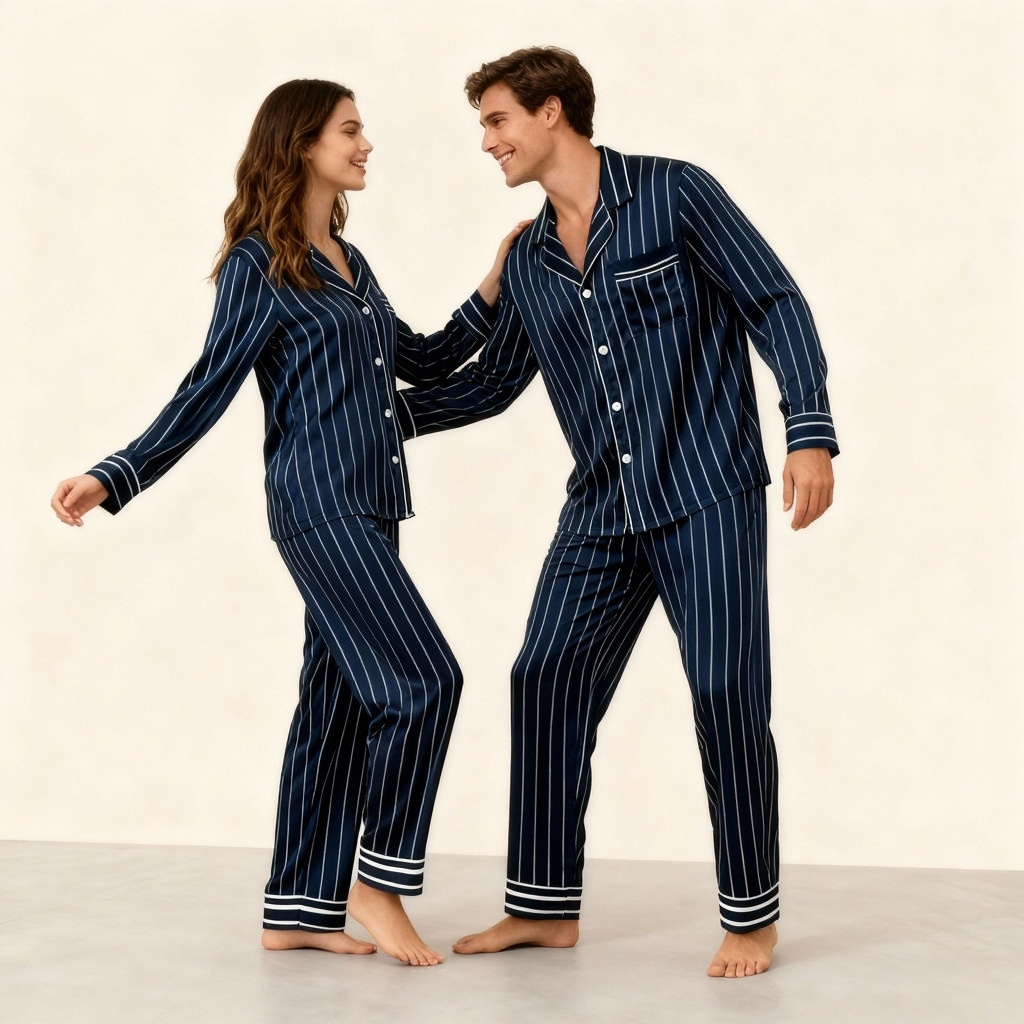 Drune | Elegantes Satin-Grünes Pyjama-Set für Paare