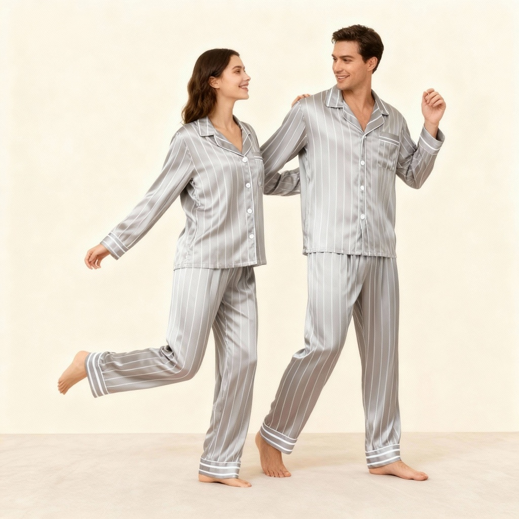Drune | Elegantes Satin-Grünes Pyjama-Set für Paare