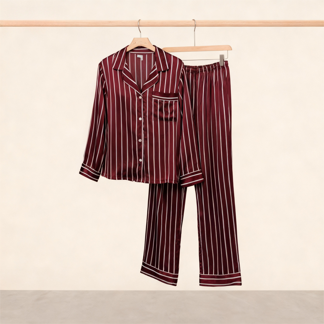 Drune | Elegantes Satin-Grünes Pyjama-Set für Paare
