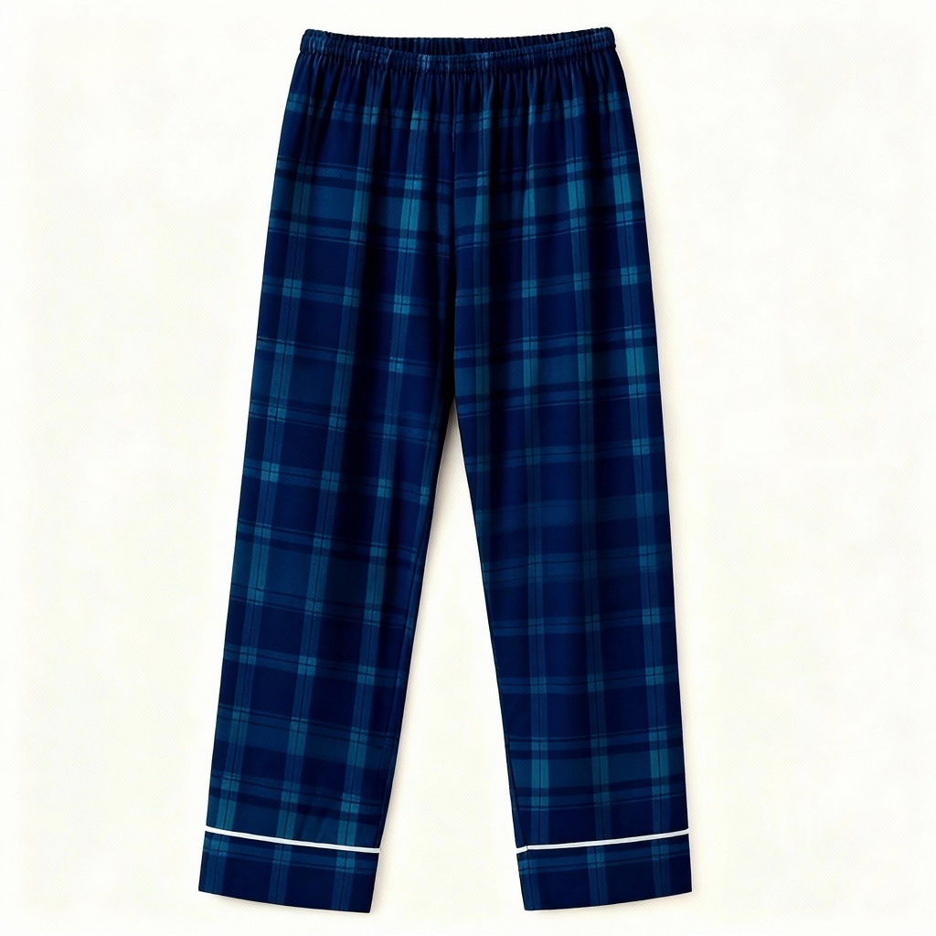 Drune | Paar passende Schlafanzug-Set – Graues Knopf-Hals T-Shirt & Karohosen