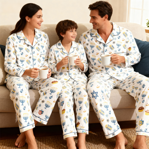 Drune | Familien Hanukkah Schlafanzugセット – Knopfverschluss-Stil