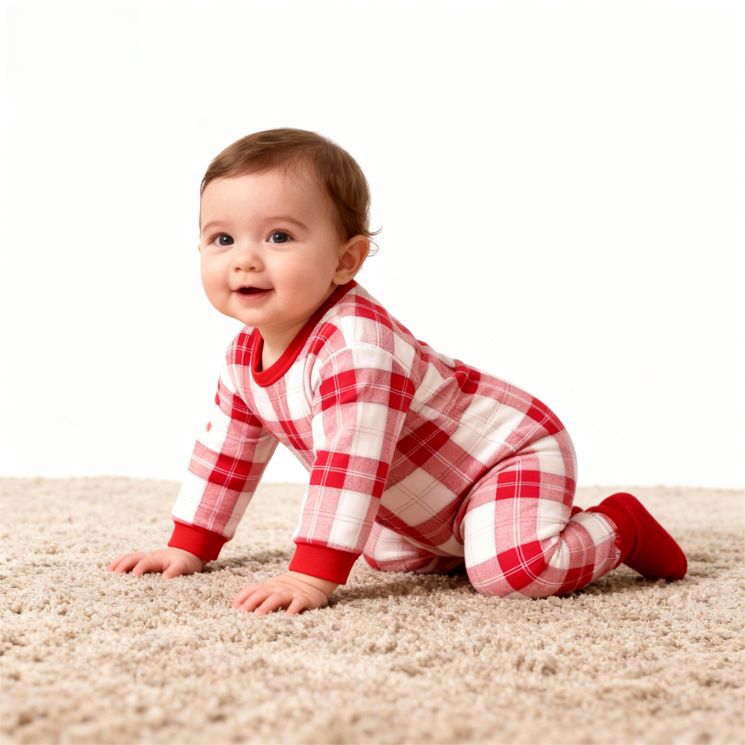Drune | Passende Familien Schlafanzüge Rot Weiß Karierte Weihnachts Pyjama Set