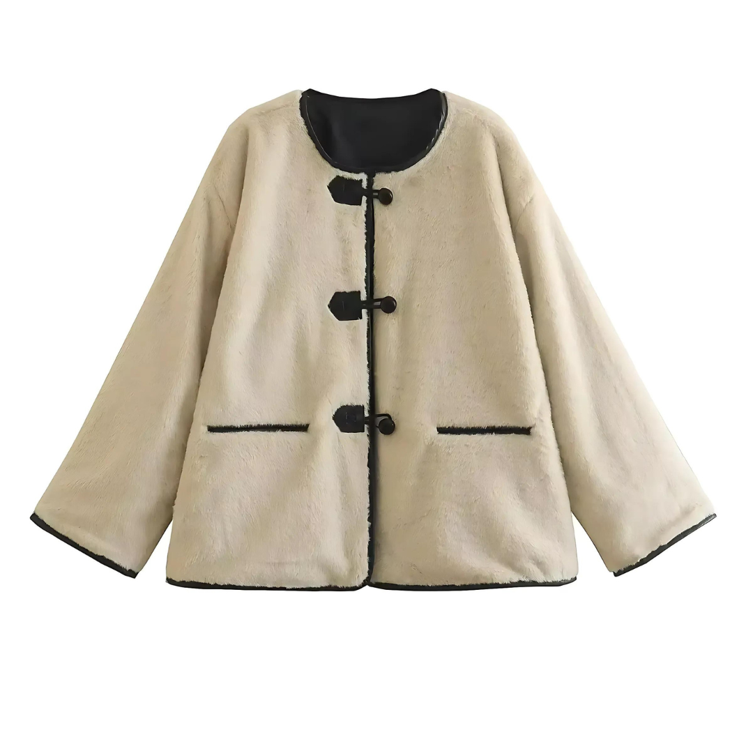 Drune | Leder Damenjacke mit Kunstpelz