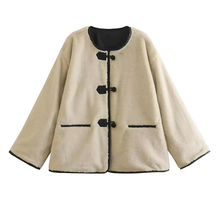 Drune | Leder Damenjacke mit Kunstpelz