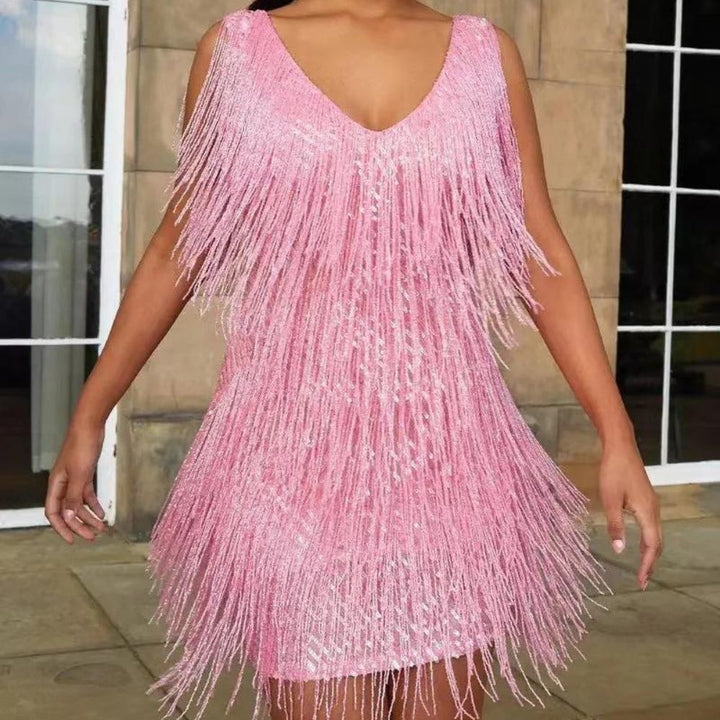 Drune | Stilvolle Winter Schicke Funkelnde Flapper Kleid Für Frauen
