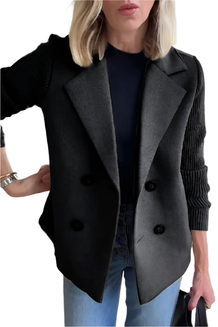 Drune | Damen Blazer aus veganer Wolle mit gestrickten Ärmeln