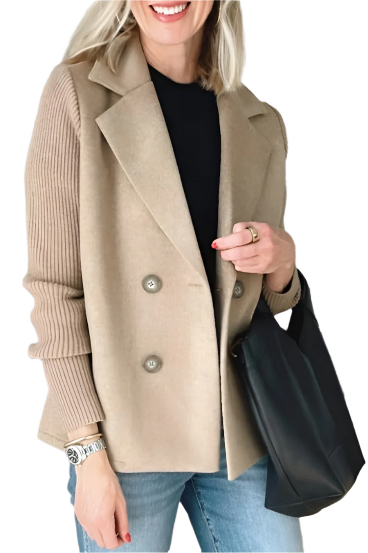 Drune | Damen Blazer aus veganer Wolle mit gestrickten Ärmeln