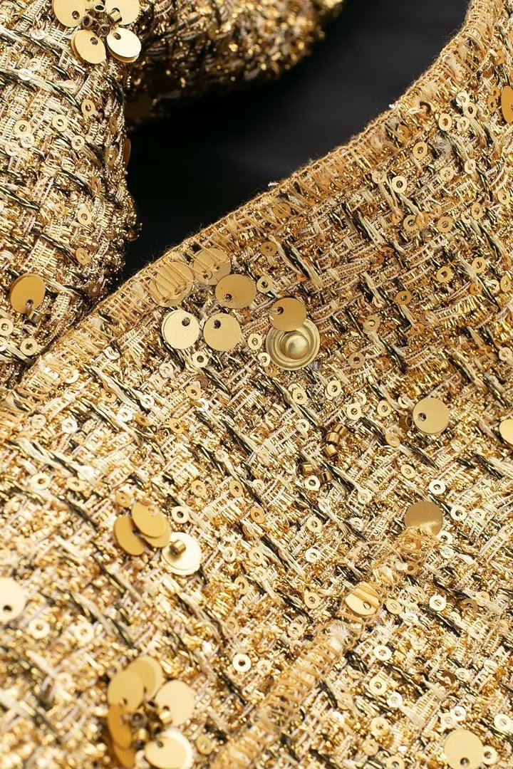 Drune | Kragen Metallic Pailletten Jacke