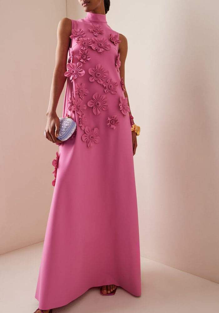 Drune | Langes Rosa Kleid Mit Blumen