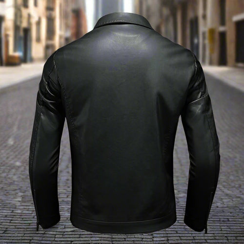 Drune | Lederjacke Reißverschluss Spitzkragen Taillierte Passform Brusttaschen