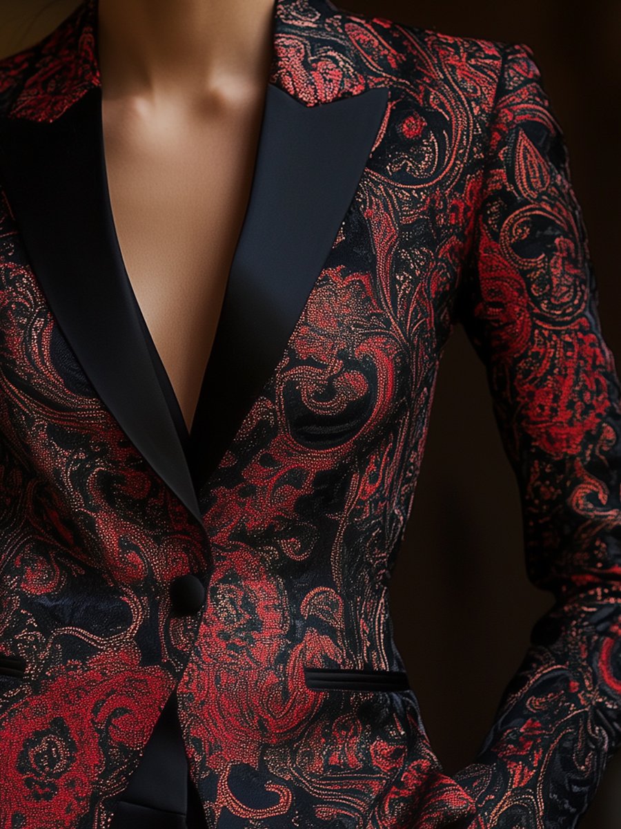 Drune | Satin Jacquard Blazer Mit Paisley Muster