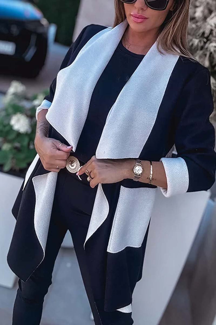 Drune | Offene Strickjacke mit Kontrastkante Elegant und Modern Leichter Komfort