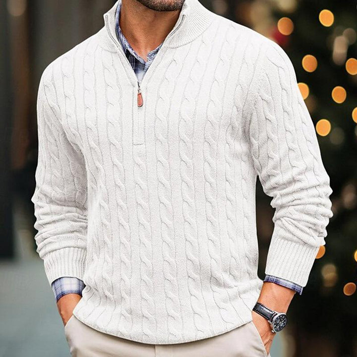 Drune | Kabelstrickpullover mit Reißverschluss Weich und Warm Klassischer Look