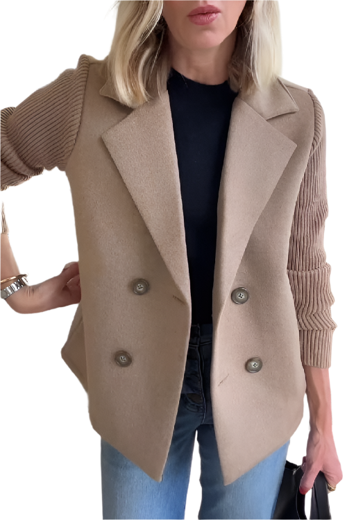 Drune | Damen Blazer aus veganer Wolle mit gestrickten Ärmeln