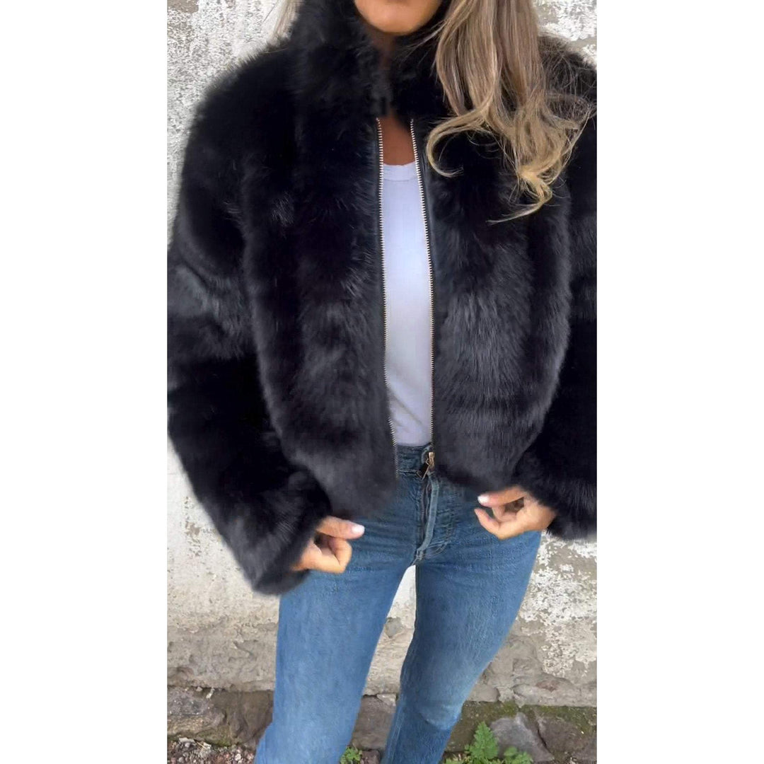 Drune | Bond PU-Jacke mit hohem Kragen und Reißverschluss
