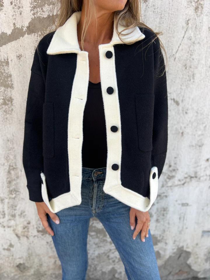 Drune | Kontrastjacke mit Knöpfen Weich und Modern Zeitloses Design