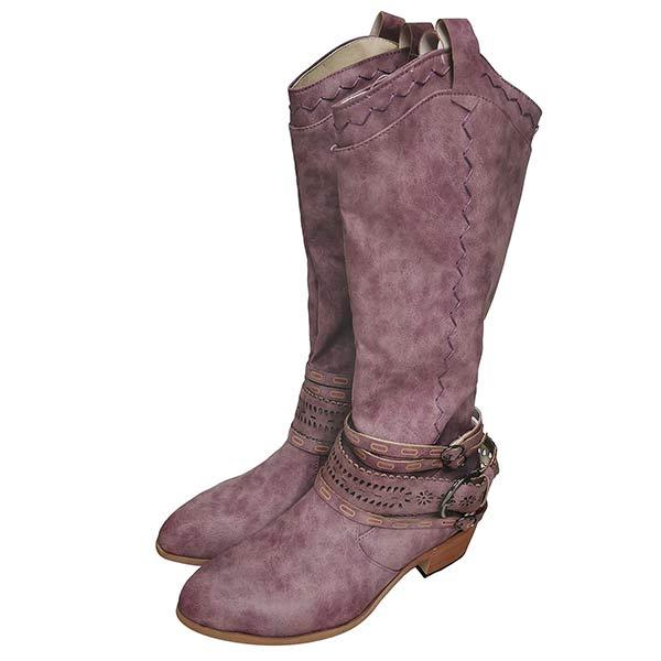 Drune | Cowboystiefel Mit Blockabsatz - Dekorative Schnalle