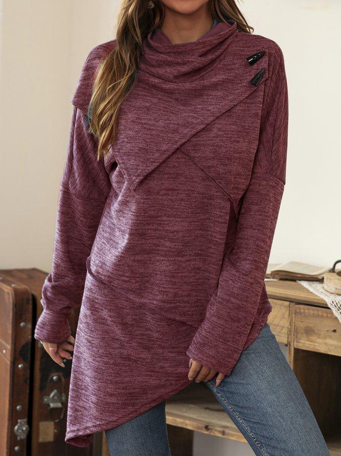Drune | Asymmetrisches Langarmshirt mit Wasserfall-Ausschnitt für Damen