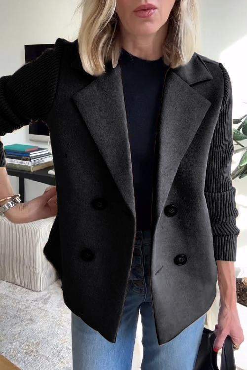 Drune | Strickärmel Blazer Doppelreihige Knöpfe Klassisch mit Einem Twist