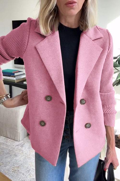 Drune | Strickärmel Blazer Doppelreihige Knöpfe Klassisch mit Einem Twist