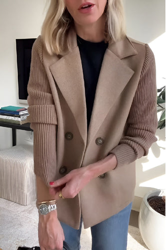 Drune | Damen Blazer aus veganer Wolle mit gestrickten Ärmeln