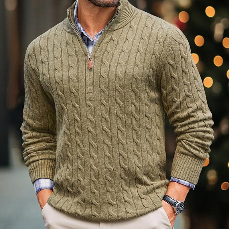Drune | Kabelstrickpullover mit Reißverschluss Weich und Warm Klassischer Look
