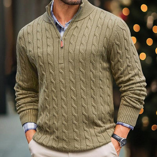 Drune | Kabelstrickpullover mit Reißverschluss Weich und Warm Klassischer Look