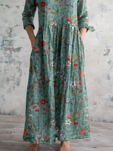 Drune | V-Ausschnitt Blumen Kleid