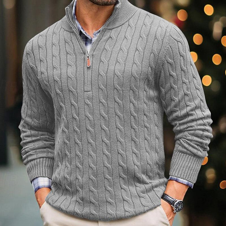 Drune | Kabelstrickpullover mit Reißverschluss Weich und Warm Klassischer Look