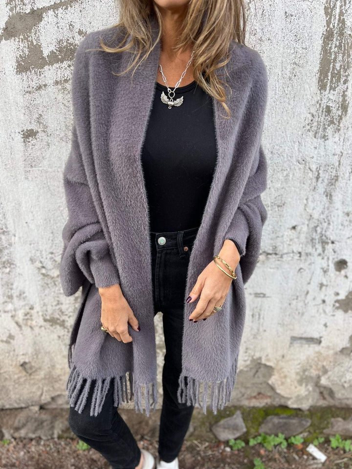 Drune | Weiche Poncho mit Fransen Acrylmischung Perfekt Für Herbst und Winter