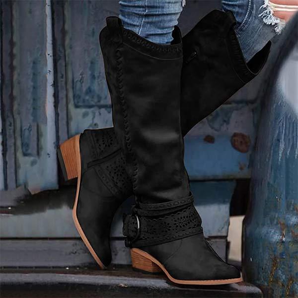 Drune | Cowboystiefel - Wildledertextur - Spitz zulaufend - Niedriger Absatz - Stickdetails