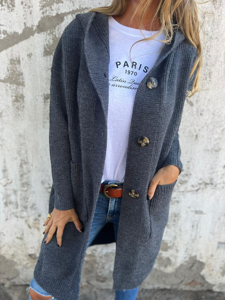 Drune | Langer Strickcardigan mit Knöpfen Rippstrick Design Komfort und Stil