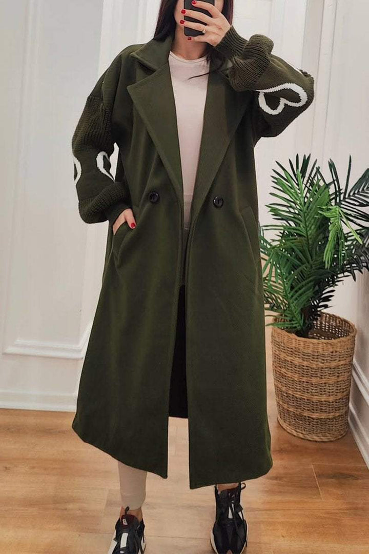 Drune | Lange Jacke mit Strickärmel Elegant und Warm Einzigartiges Design