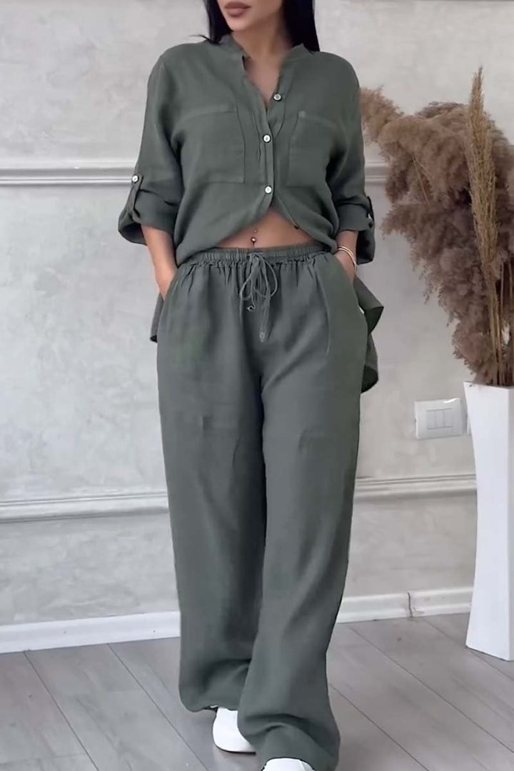 Drune | Zweiteiliges Set mit Hosen aus Baumwolle und Leinen