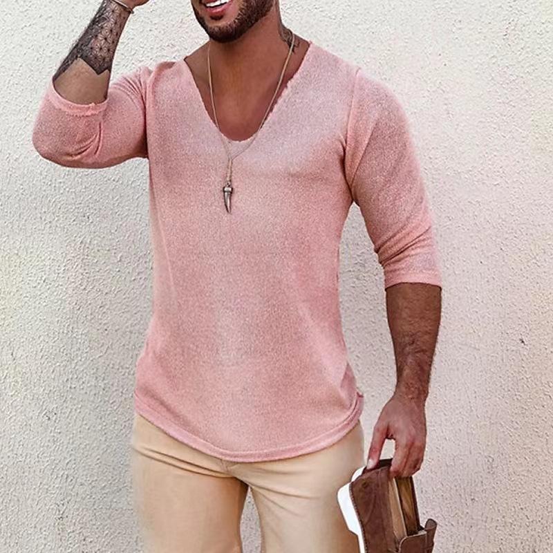 Drune | Modische Leichte V-hals Pullover Für Herren Mit Langen Ärmeln
